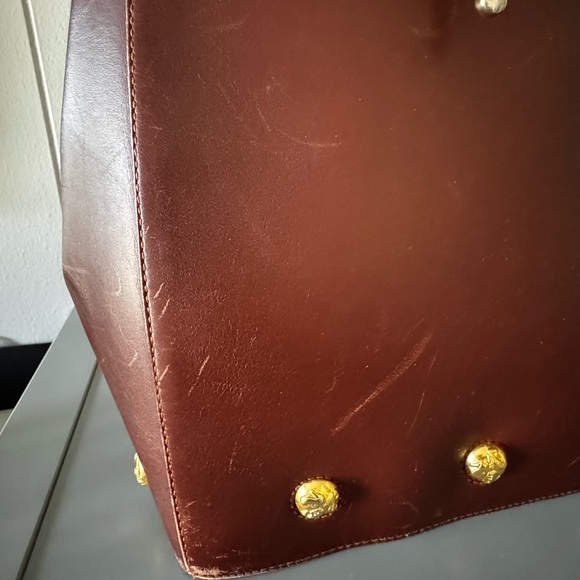 Rare Vintage Ferragamo Leather Bag Studded Gold Hardware Italy - Picture 10 of 12